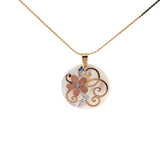 14k Tri-colored Mother of Pearl Flower Necklace